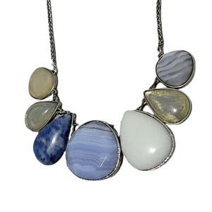 Loft new blue and silver statement necklace